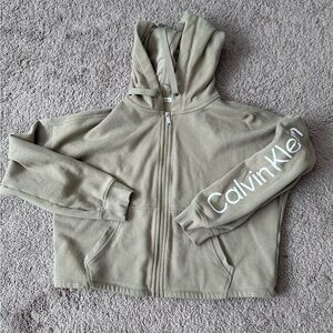 Calvin Klein Tan Zip-Up Hoodie Jacket with Hood
